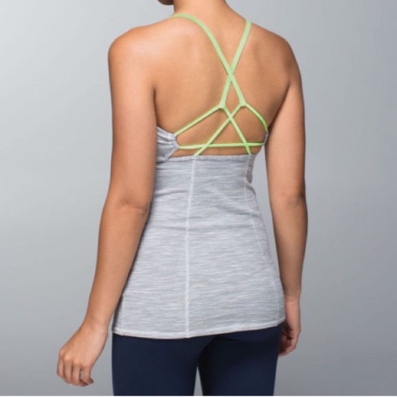lululemon athletica Tops - Lululemon Dancing Warrior Tank Gray Neon Green